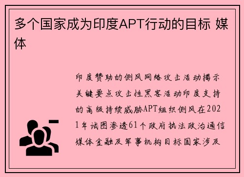 多个国家成为印度APT行动的目标 媒体